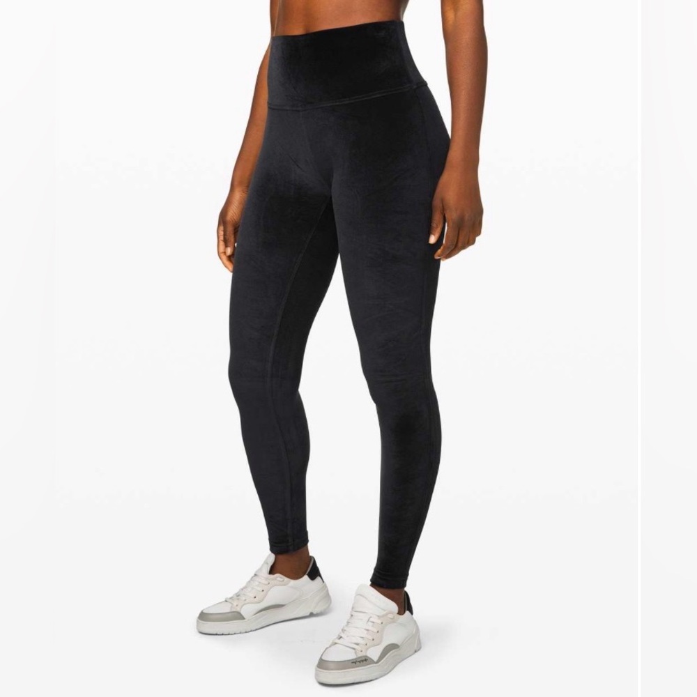 $118 Lululemon Wunder Lounge High-Rise Velvet Tight Legging 28" Black Size 8